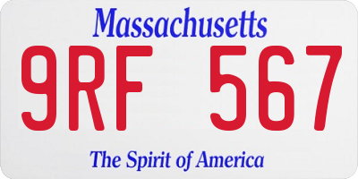 MA license plate 9RF567