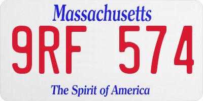 MA license plate 9RF574