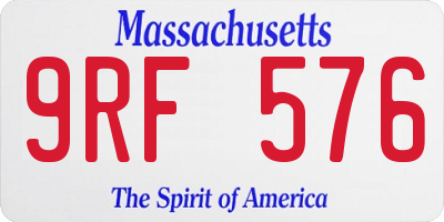 MA license plate 9RF576