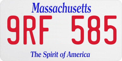 MA license plate 9RF585