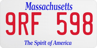 MA license plate 9RF598