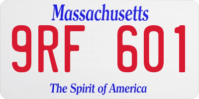 MA license plate 9RF601