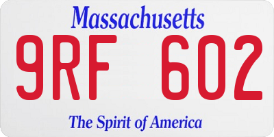 MA license plate 9RF602