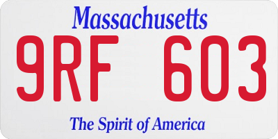 MA license plate 9RF603