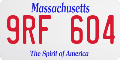 MA license plate 9RF604