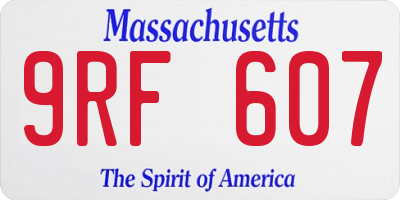 MA license plate 9RF607