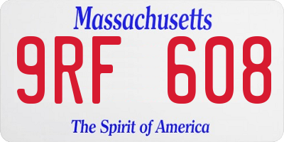 MA license plate 9RF608