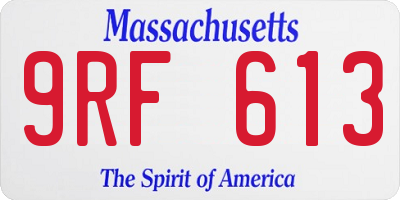MA license plate 9RF613