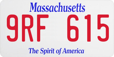 MA license plate 9RF615