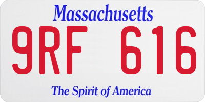 MA license plate 9RF616