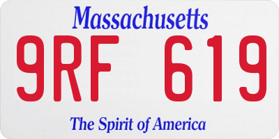 MA license plate 9RF619