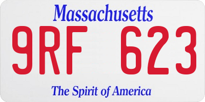 MA license plate 9RF623