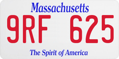 MA license plate 9RF625