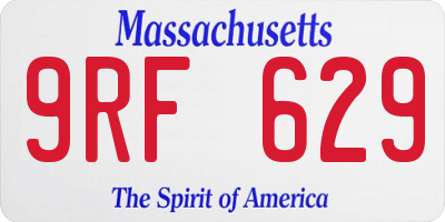 MA license plate 9RF629