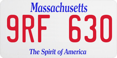 MA license plate 9RF630