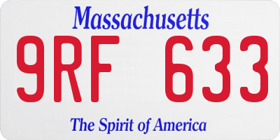 MA license plate 9RF633