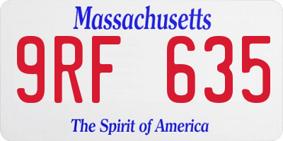 MA license plate 9RF635