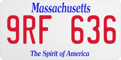 MA license plate 9RF636