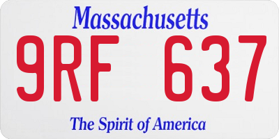 MA license plate 9RF637