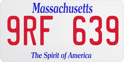 MA license plate 9RF639