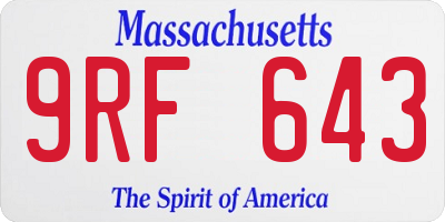 MA license plate 9RF643