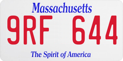 MA license plate 9RF644