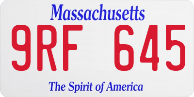 MA license plate 9RF645