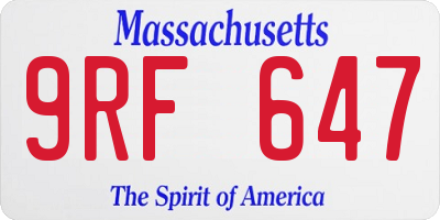 MA license plate 9RF647
