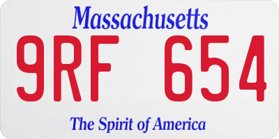 MA license plate 9RF654