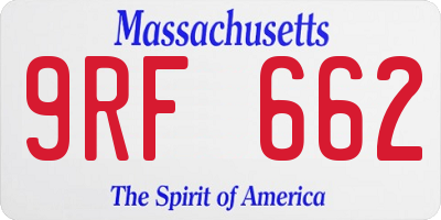MA license plate 9RF662