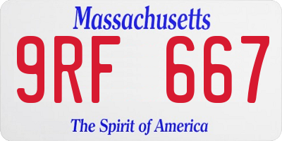 MA license plate 9RF667