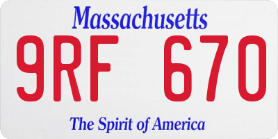 MA license plate 9RF670