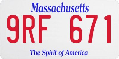 MA license plate 9RF671