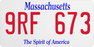 MA license plate 9RF673