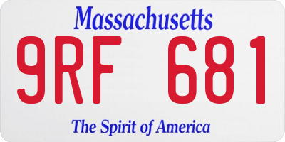 MA license plate 9RF681