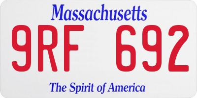 MA license plate 9RF692