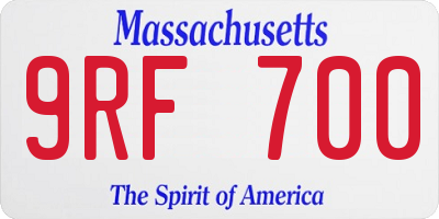 MA license plate 9RF700