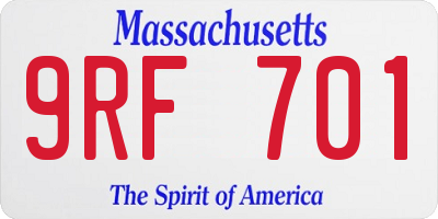 MA license plate 9RF701