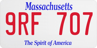 MA license plate 9RF707