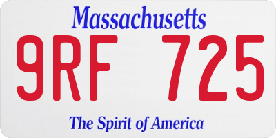 MA license plate 9RF725