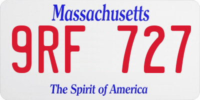 MA license plate 9RF727