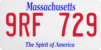 MA license plate 9RF729