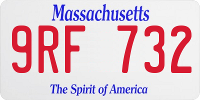 MA license plate 9RF732