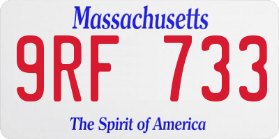MA license plate 9RF733
