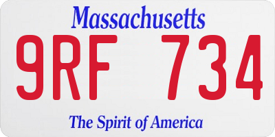 MA license plate 9RF734