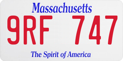 MA license plate 9RF747