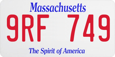 MA license plate 9RF749