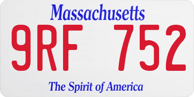 MA license plate 9RF752