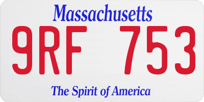 MA license plate 9RF753