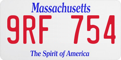 MA license plate 9RF754
